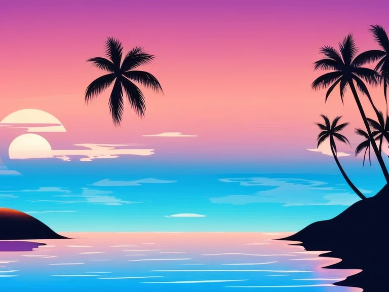 silhouette of ヤシの木 at sunset vector, beach Sunset background,  beach scene at sunset, Tropical Background,   beach background ,  more tropical beaches than men, Sunset background,  palm trees on the beach , Tropical landscape , a abstract Tropical landscape , Tropical Climate, Tropical Climate, Beach Scenery,  sunset illustration , 