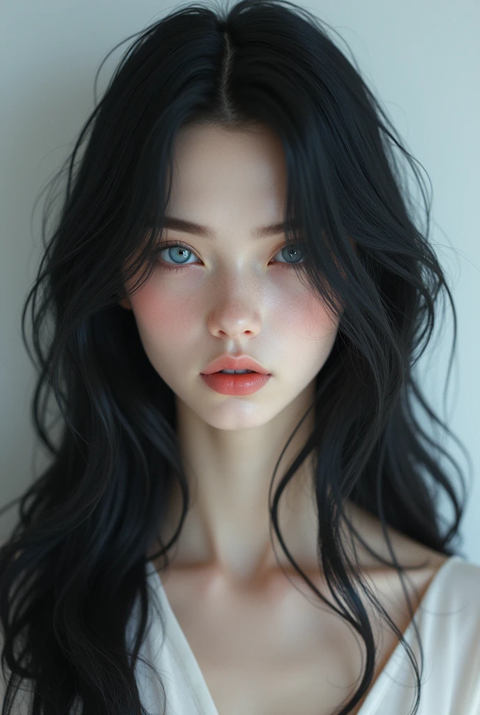 (best quality, hyperdetailed photography:1.2), beautiful lady, freckles,red eyes , black hair,dark makeup, soft light, snoopy breast,head and breast portrait, cover, (detailed beautiful face, detail skin texture, ultra-detailed body:1.1) sexy vampire girl,, massive perfect breast,