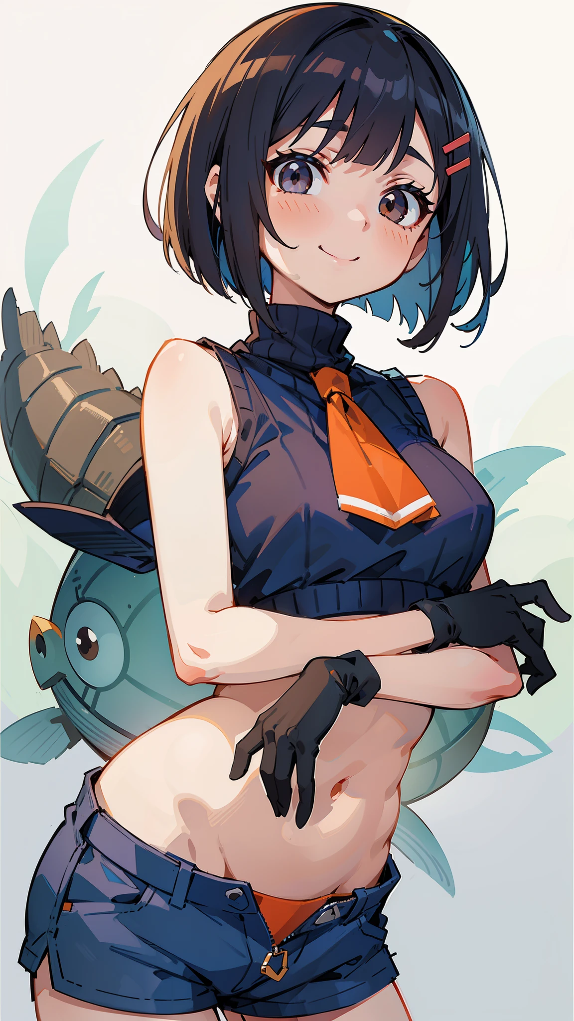 masutepiece, Best Quality, hight resolution, 1girl in, A slender、Nadja 1、Short hair、Cowgirl、Straddling the slime、Straddling the slime ball、Puyo Slime、Little Puyo Puyo、Small slime、Slime Cute Monsters、Puyo Puyo、Sandwich with Puyo Puyo between crotches、s Armor、a blue skirt、long boots、High Ponytail、Curly hair、plein air、small tits、Look at viewers、Show your teeth and smile、from the rear、look behind、small ass、white panties、Photograph the subject from below