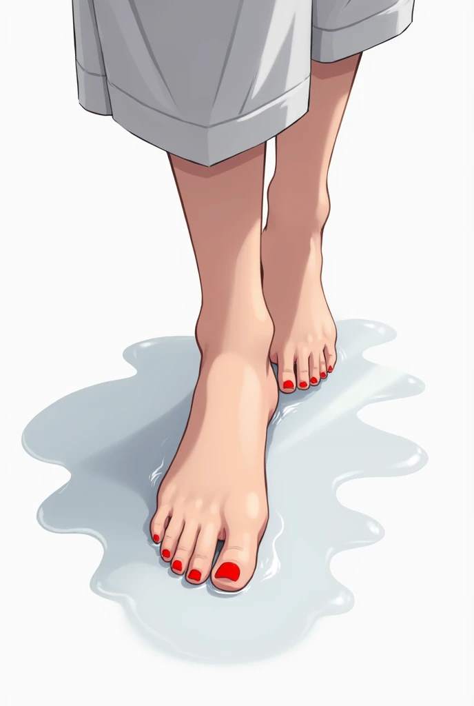 Sketch of girl feet with water colour 