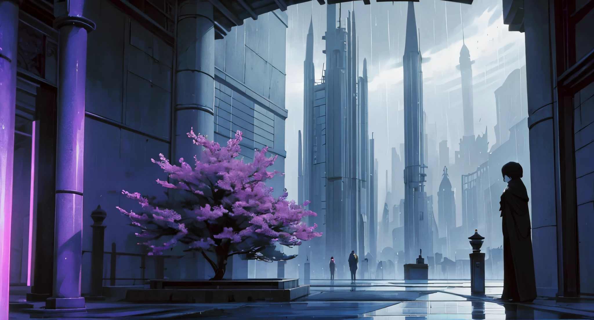 The Dangai is an isolated space which is surrounded by numerous stacked-up layers of time's current, resulting in it being a place where the density of time within it to be extremely high when compared to other exterior dimensions. To be precise it is over 2,000 times denser, meaning that when one hour passes in the outside worlds, an equivalent of 2,000 hours pass inside the Dangai.
Rainy Sky. Raindrops falling.
(Nightime) ((Light Grey Sky)) (GREY)
(No humans) (No People) (No Citizen) (No Pedestrians)
High Quality,
UHD Quality,
2k,
4K Resolution,
8K Resolution,