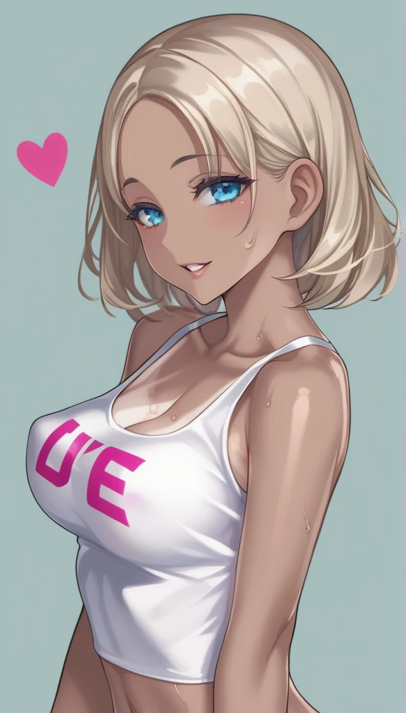 (score_9, score_8_up, score_7_up, score_6_up, score_5_up, score_4_up, just describe what you want, tag1, tag2, highest quality, Best quality, masterpiece,) BREAK she has small breasts, (((perky breasts))), ((covered nipples)), (cleavage) BREAK , slender waist, skinny, baby face , round face , BREAK ( ( happy), (half open eye), (parted lips), ) BREAK ( hind hair, tanned skin, tanned line)  BREAK ((((extremely extremely close-up face, bust-up, looking at viewer, from side, )))), (((1 lady, she is wearing oversized shirt, sheer idol costume, separate breasts, sagging breasts, writing tatto at breast “LOVE”, making heart mark using both hands nearby her chin , sparkle, glitter, pop style background, ))), 