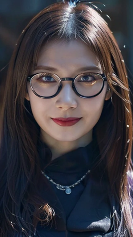 ( best quality,4K,8k, high definition ,masterpiece:1.2), very detailed,(Realistic,photoRealistic,photo-Realistic:1.37),  Closeup of a dark-haired woman dressed in black, Dark Eyes,Ominous笑顔,((((Glasses))))、(((( Large Sapphire Necklaces ))))、 Evil Aura ,Burning Flames, Decay of Souls ,Dark Shadows,Ominous雰囲気,Strange symbols, Cursed Land ,Eternal Darkness,忘れられないexist, intimidating person ,Grotesque features,Horror Scene,Twisted reality, horrible atmosphere , Amazing Artwork ,Evil Unleashed, supernatural horror , Eerie Art ,Nightmare fuel,Terrifyingly clear, Abstract Fear ,Terrifyingly beautiful,masterpiece, Incarnate Fear , Chaos of Shadows ,exist,Born々Darkness of Death ,in style of  dark fantasy art,  dark fantasy art, Beautiful and elegant queen of  Darkness,  dark fantasy art,  Dark Fantasy Art ,  Dark Fantasy Digital Art , gothic fantasy art, gothic Dark Maiden,   Detailed Textures  ,Creepy Creatures,Ominous雰囲気,Mythical, Fear of the Universe , Darkness,Mysterious,  dark aesthetic  ,Fog Background,Eyes of another world,Ancient Gods々々, Powerful wizard, Mysterious森の中に立つ.  Flowing Outfits Decorated with Symbolism ,  arm extended , Powerful, Tentacles, Pitch Black Blackness ,Majestic, Immeasurable Depth ,Nightmare,The exist of the universe,Ominousexist,seeping  Darknesss,Secrets of the universe, ( Eerie Atmosphere ), ((( Dramatic Shadows), ( dynamic pose to focus on pussy), (( Artistically Expressed )), (( attractive), (gothic), (Mysterious Setting), ( moody color palette ), (Skillfully drawn), (Anxiety), ( Intricate Details ), (Ominous smile), (Ominous), ( attractive eyes), ( Horror elements), ( attractive composition), (Impressive anatomy),( Brilliant Contrasts))), ( Interesting Character Designs )、Dark fantasy portrait ,  Portrait of a dark goddess  , 