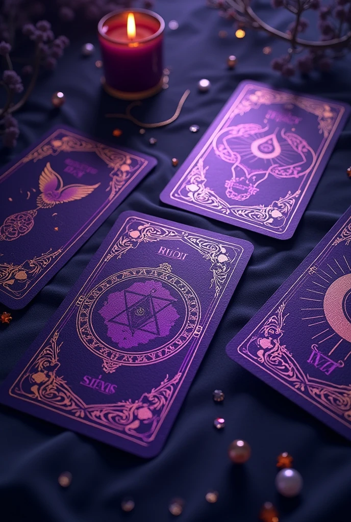 Tarot cards in purple color 