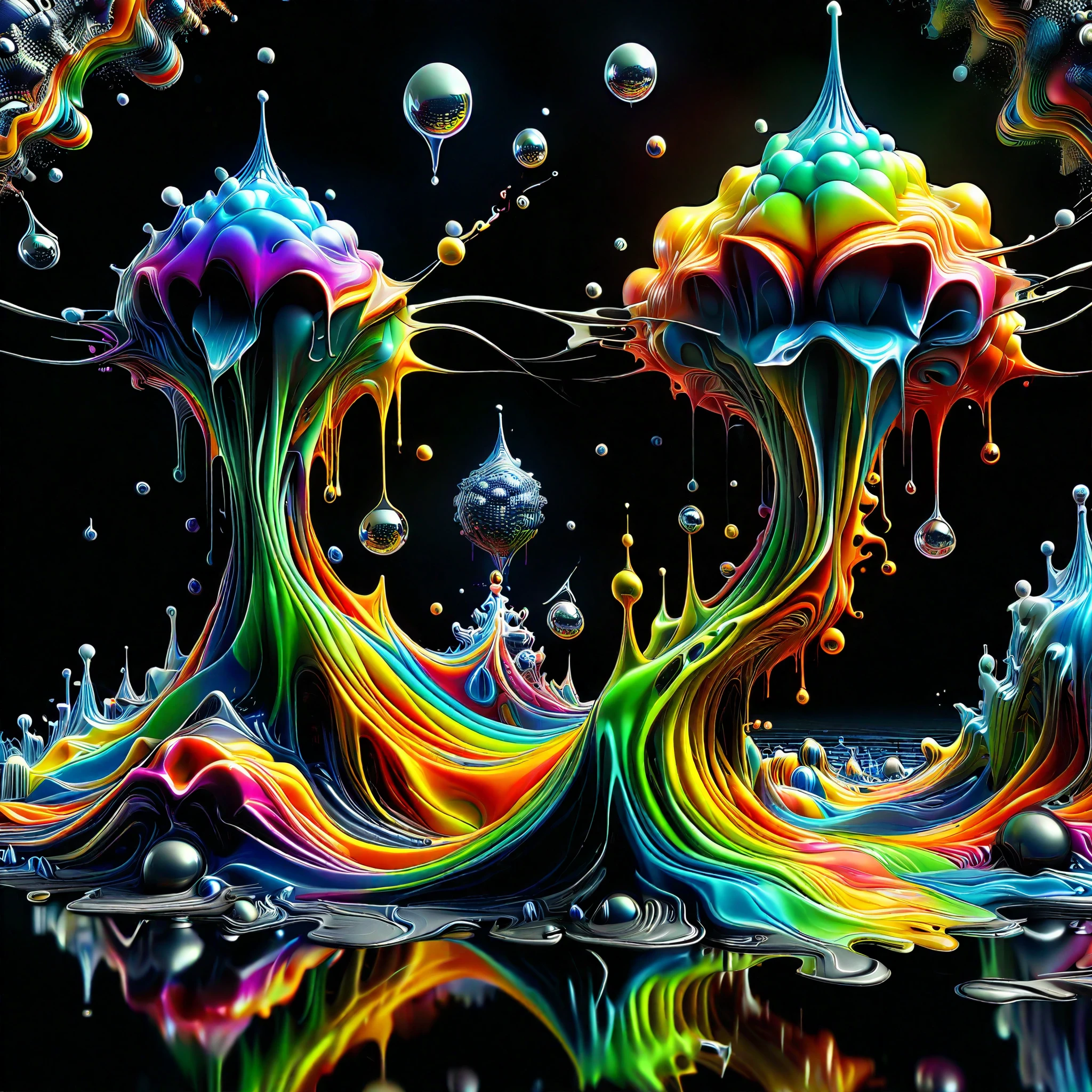 A psychedelic dream, vibrant colors shimmering, glass morphing from colors, intricate rainbow patterns, perfectly formed symmetrical spheres and glowing reflective bubbles, attention to detail on the bubbles and spheres, rainbows of color twisted in and out of translucent orbs, spilled paint and spirals of swirling color in the background, beautiful psychedelic digital art, pixel art, neon colors, 4d mandelbulb psychedelics, glass-like psychedelic landscape, intricate rainbow environment, psychedelic underwater brightness, trails of color and light, bright fluorescent colors, psychedelic vibrant colors, bright psychedelic neon colors, colorful paint drips out of the bubbles, 3D glass spheres melting into each other spilling out colors, visually disorienting, hallucination inducing, optical illusions, startling, stunning images, awe-inspiringly, best quality wallpaper, pixel assets, portrait photography, surrealism, photorealistic, hyperdetailed, glass morphism, digital art, sparkle, optical illusion, glowing light, reflection light, overexposure, god rays backlighting, depth of field, rotational symmetry, UHD, high details, high quality, super detailed, best quality, award winning, masterpieceBrilliant images of pure light emerging from vibrant colors in a psychedelic dream, shimmering glass morphing out of colors, tripped out detailed patterns in all colors, perfectly formed symmetrical spheres and glowing reflective bubbles, attention to detail on the bubbles and spheres, rainbows of color twisted in and out of translucent orbs, background is spilled paint and spirals of swirling colour, beautiful psychedelic digital art, pixel art, neon colors, 4d mandelbulb psychedelics, glass like psychedelic landscape, intricate rainbow environment, psychedelic underwater brightness, LSD,DMT, Psilocybin, Mescaline, trails of color and light, bright fluorescent colors, psychedelic trip, fluorescent psychedelic aesthetic, psychedelic vibrant colors, bright psychedelic neon color