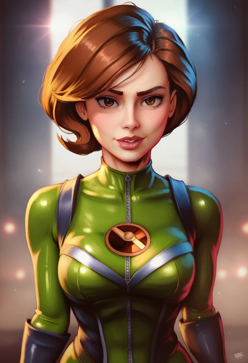 score_9, score_8_above, score_7_above, score_6_above, score_5_above, (high quality, detailed, beautiful), detailed soft lighting, classification_explicit, 1 girl, Kim Possible, Brown hair, who is standing at a big party, looking sexy, beautiful eyes, Open eyes, smiling, (green lantern costume:1.2), (darkness:1.2), (full body portrait:1.2), camel toe, sharp focus, portrait, studio lighting, bokeh, (masterpiece, Best Quality), (High resolution), perfect face, flawless, professional artwork, art station, cinematic lighting, beautiful face, beautiful eyes, large eyes, bright Eyes, beautiful smile, perfect hands, anatomically correct, perfect anatomy. violet dress color. He raised his hand and a blue crystal ball emerged from his palm, radiating a lot of magic.. Let the character be seen from the front.