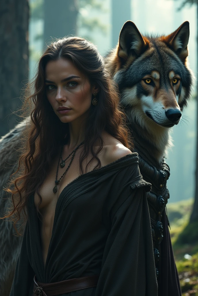 4k highly detailed realistic digital extremely high quality RAW photograph, a portrait photo of Natalie Portman that lived with wolves her whole life is now leading them to battle. torn clothes exposing (nude:1.4) body, armored pauldrons, fangs, curled horns, big breasts, ((snow and blood)), ((wolf tattoos)), epic, hyperrealistic, hyperrealism, 8k, cinematic lighting, greg rutkowski, wlop, (f1.8 short focus bokeh)