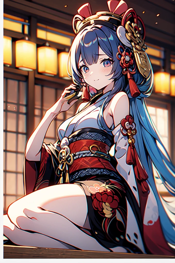 8K、masterpiece、High resolution、disorganized、Natural volumetric lighting and best shadows、deep い is written in the depth of the world、sharp focus、Soft, delicate and beautiful attractive face、Cute Girl Anime、Very cute 16 year old girl、big breasts、((luxurious japanese kimono))、half up、(Japanese style hair accessories、Hairpin)、Lying on the futon