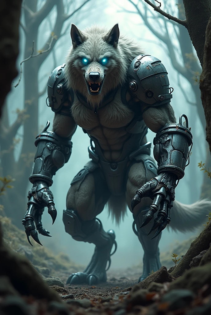 A man as a wolf dressed in a wolverine costume with hands made of diamonds 