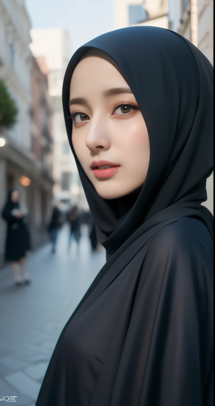 beautiful young woman, 1girl, majestic hijab outfit, detailed face, alluring eyes, full lips, outdoor setting, selfie, soft lighting, warm colors, best quality, 4k, 8k, highres, masterpiece, ultra-detailed, realistic, photorealistic, photo-realistic, cinematic, beautiful detailed eyes, beautiful detailed lips, extremely detailed face and eyes, long eyelashes, intricate clothing textures, elegant posing, warm smile, romantic atmosphere