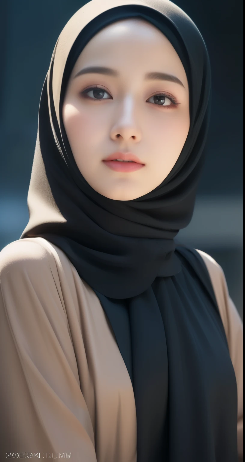 21 years old girl, beautiful hijab girl, hijab fashion outfit, olive skin tone, Hijab abaya trendy long outfit, hijab abaya blush, shooting from face to thighs, close-up shots, night caffe, caffe backround, detaild face, detailed eyes, long eyelashes, detailed lips,detailed nose,(best quality,4k,8k,highres,masterpiece:1.2),ultra-detailed,(realistic,photorealistic,photo-realistic:1.37),cinematic lighting,blue sky,intricate details,vibrant colors,elegant pose,dynamic composition,natural lighting