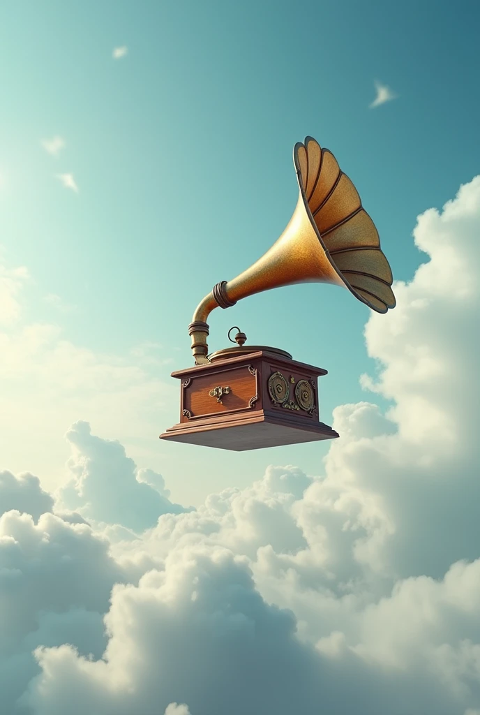 Old wooden gramophone, dusty, spider web