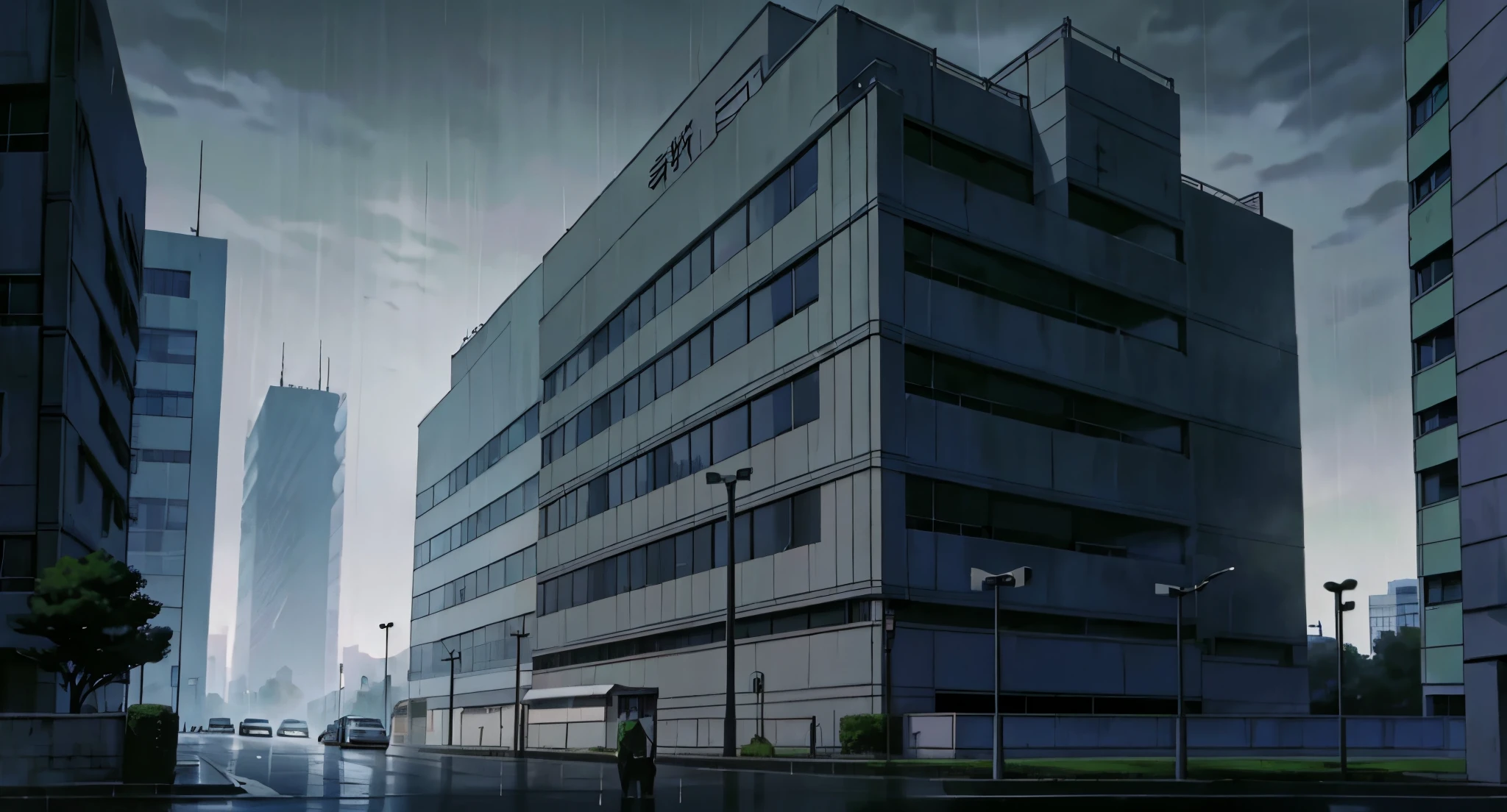 Central Hospital ( Central Hospital, Sentoraru Byōin?) is a health care institution located in Tokyo. The hospital is considered the best place for state-of-the-art medical care.
Exterior
The Central Hospital is a huge building located in the middle of the city, rising above the surrounding buildings.
Rainy Sky. Raindrops falling.
(Nightime) ((Light Grey Sky)) (GREY)
(No humans) (No People) (No Citizen) (No Pedestrians)
High Quality,
UHD Quality,
2k,
4K Resolution,
8K Resolution,