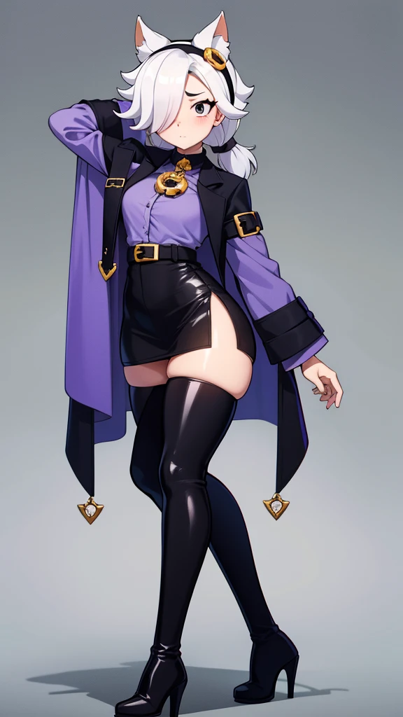 Purple hair big breasts、Silver eyes、huge tit、blacksilk、gentleness、Without expression、Magical style、Preppy style