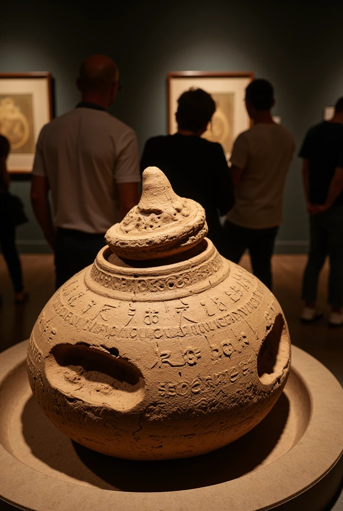 fossil-like gramophone ,  very old gramophone , Shabby Gramophone ,  Ancient Sumerian Characters Explanation Clay Edition,  future people are twisting their heads,  museum researchers , 