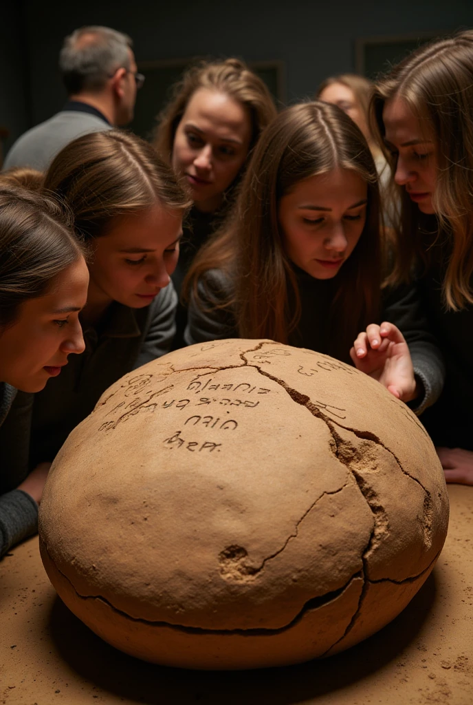 fossil-like gramophone ,  very old gramophone , Shabby Gramophone ,  Ancient Sumerian Characters Explanation Clay Edition,  future people are twisting their heads,  museum researchers , 