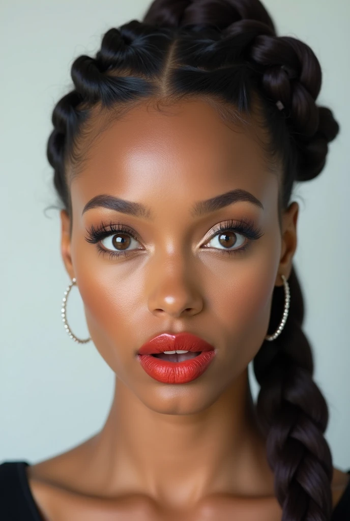 foco facial, retrato, Olhos negros brilhantes, estilo feminino, uma menina, asymmetrical bangs, franja, cabelos pretos, pigtail, In a bra, Camera Gaze, sorrir, Noite, cidade, Bob Cabelo, abdomen, red lips, camisa, sozinho, Standing, pigtail, parte superior do corpo, underwear, cueca rosa, Linha de Corpo Perfeita, Kubire bonito, Beautiful, cara de
