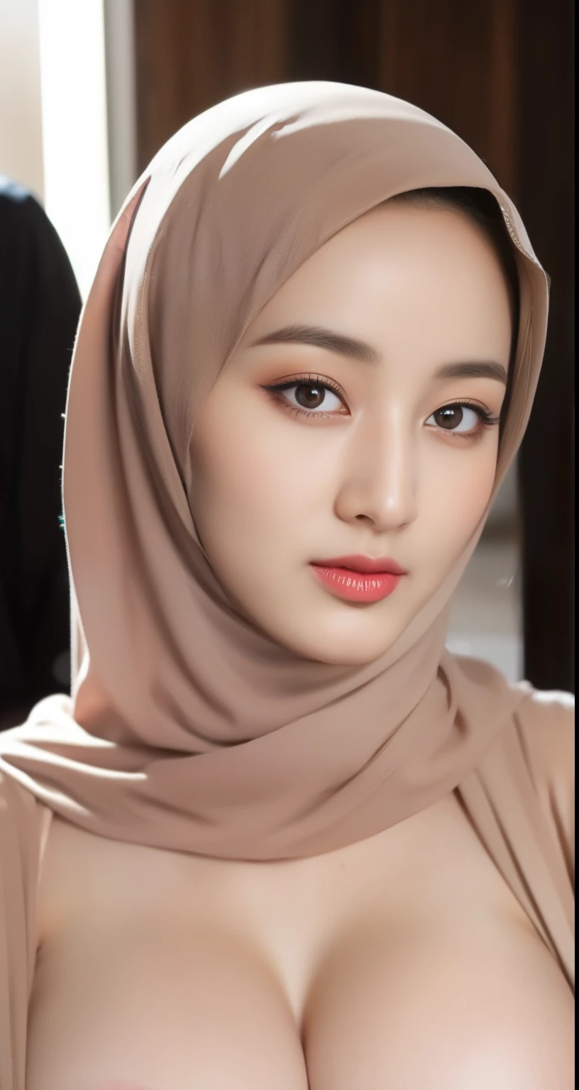 ((wear hijab in head)), pretty hijab girl, in caffe, caffe shop,beutifull long eyelashes, brown eyes, (intricate eye details), detailed nose, detailed lips, elegant face, detailed face, detailed eyes, detailed hijab girl, wear hijab girl, wear hijab, wear hijab in head, big breasts, no bra, ((No Bra)),big nipples, ((nude big tits)), show your breasts, show your big tits, show your breasts, ((nude bra)), open long clothes,long abaya clothes, clothes long outfit trendy, clothes long, clothes long, sexy waist,  hijab girl, caffe background,masterpiece, (close-up shot portrait), position:standing,  photorealistic, HDR, UHD, professional, vivid colors, warm lighting,night,masterpiece, realistic beautifull hijab.
