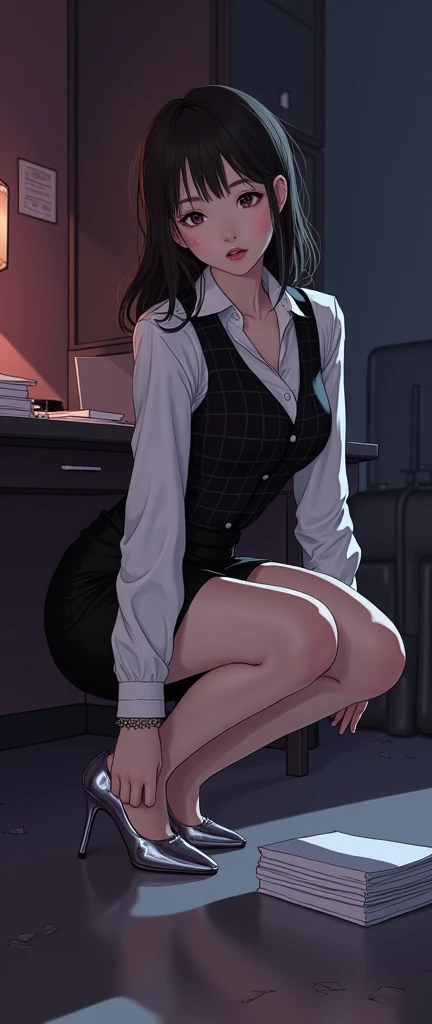 Madoka Ayukawa, dskbnbk, anime girls, realistic shadow, fine skin, very small breasts, black hair, very detailed, 8k highly detailed face, perfect face shape, Perfect perfect lips, perfect nose, Correct beautiful eyes, Audience, white shirt, hair flower, masterpiece, highest quality, single girl, No bra, No panties, alone, (((nsfw))),
