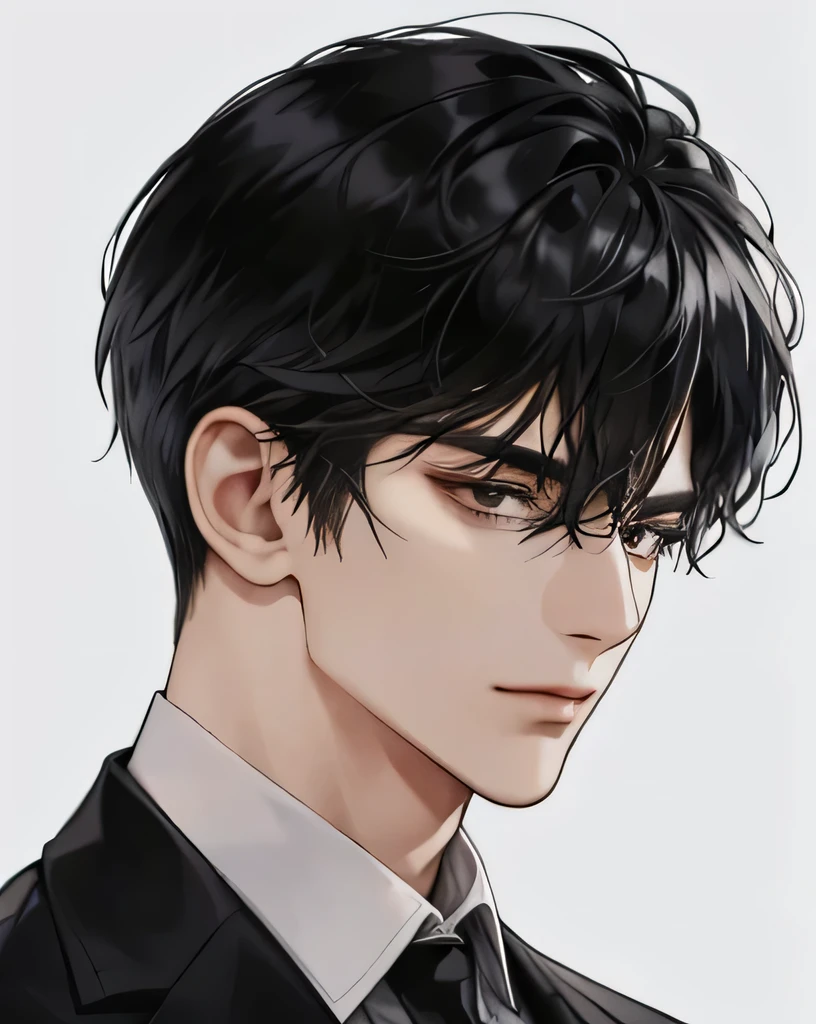 Mafia, A man, short jet black hair, black eyes, shirt, close up look.