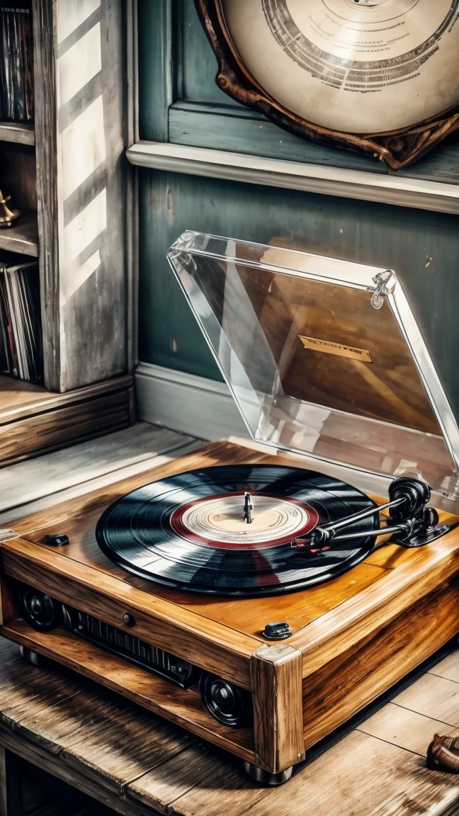 vintage record player, gramophone, living rom