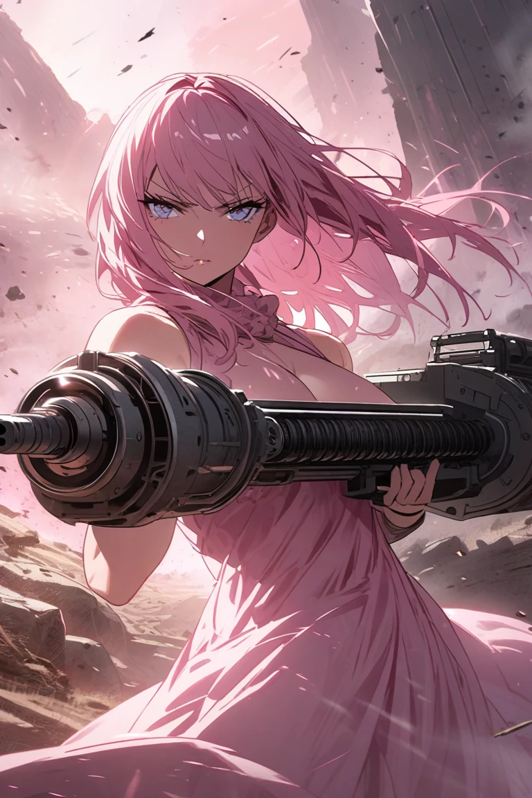 Affiche du film Commando, Belle femme soldat, anime girl aux cheveux verts tenant un pistolet rose, bikini + Tattered military equipment, Fille soldat, avec fusil, fully colored, trigger anime artstyle, Special operations,Avoir un gros pistolet à la main, Rivet, explosions, La Voiture, planes, un seul corps,Ultraclair,8k,extreme details,