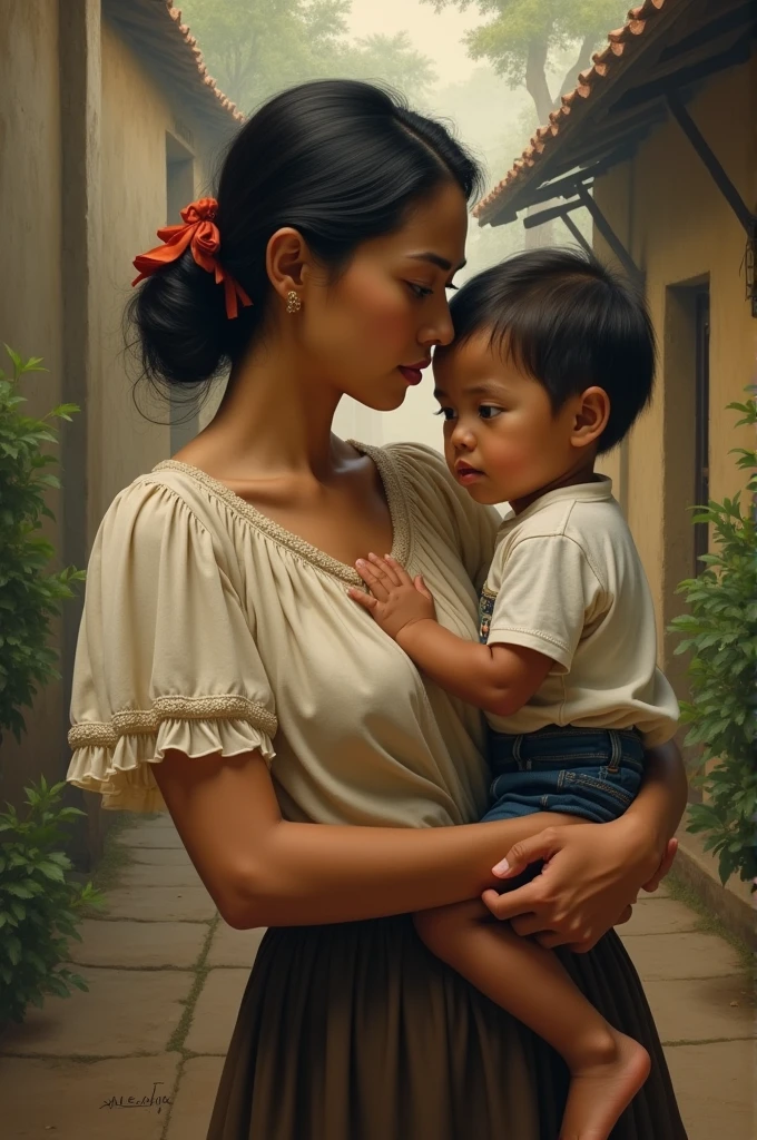 Mexican single mother with a child