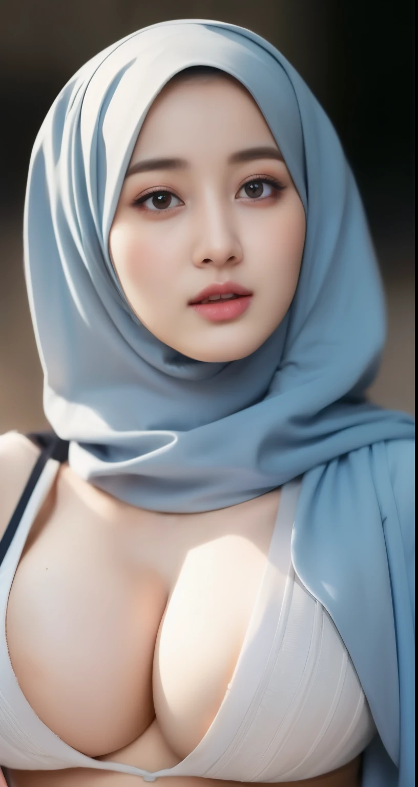 ((wear hijab in head)), pretty hijab girl, cute face, in caffe, caffe shop,beutifull long eyelashes, brown eyes, (intricate eye details), detailed nose, detailed lips, detailed face, detailed eyes, detailed hijab girl, (very cute face), wear hijab girl, wear hijab, wear hijab in head, big breasts, no bra, ((No Bra)),show breasts, ((medium tits)), show your breasts, medium tits , show your breasts, ((no bra)), open long clothes,long blue blush clothes, clothes long outfit trendy, ((show breasts)), sexy waist, hijab girl, caffe background,masterpiece, close-up shot portrait, photorealistic, HDR, UHD, professional, vivid colors, warm lighting,night,masterpiece, realistic beautifull hijab.