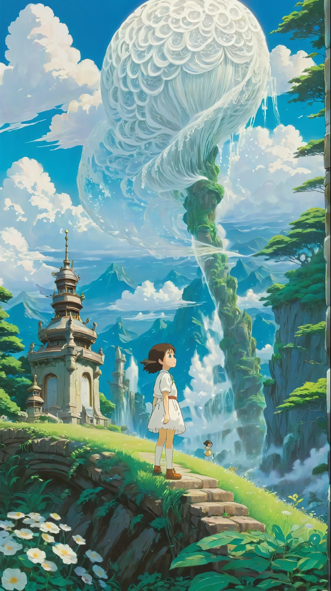 White Lace, by Studio Ghibli, best quality, masterpiece, very aesthetic, perfect composition, intricate details, ultra-detailed