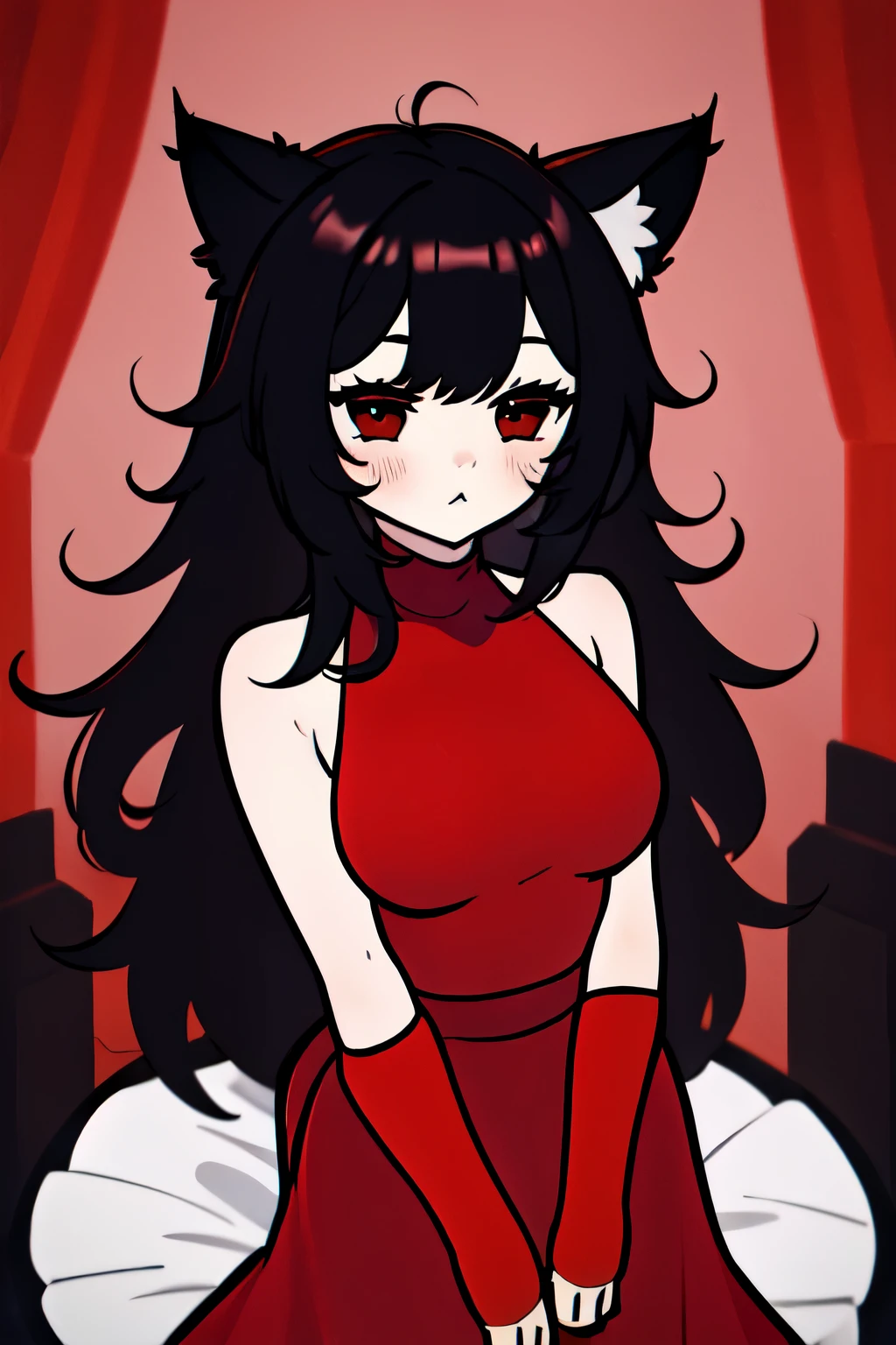  text,  lyrics,  masterpiece, beautiful, Faults , fall, Alone, bride, red dress, junkotvv black hair, fringe, cat ears, red eyes