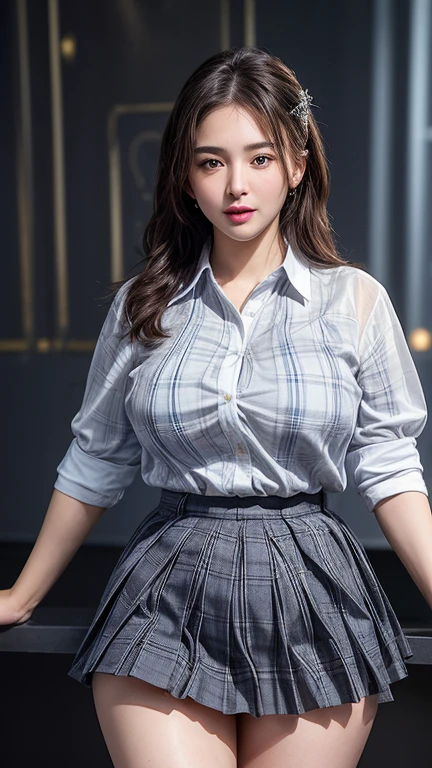 Beauty、Big Breasts、Check shirt with all open
