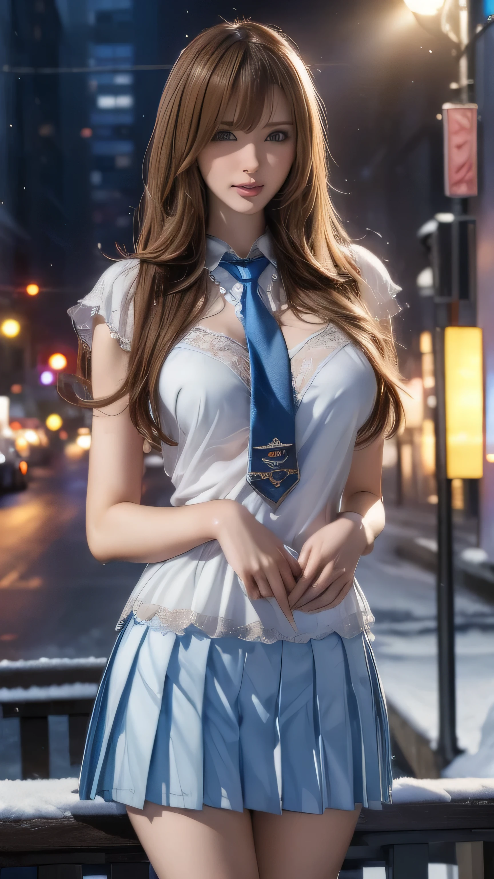 Girl con uniforme escolar, Al estilo de Firmin Baes, lilia alvarado, y2k aesthetic, Cultura pop india, Anne Stokes, coloreado, Detailed attention to costumes and fashion, Sexualizada, Pezones erectos, Cameltoe, hiperrealista, unbuttoned shirt, neckline, perfect hands, full freckles, full see trough clothing, seductive, provocative smile, really big eyes, ta, revealing clothes
