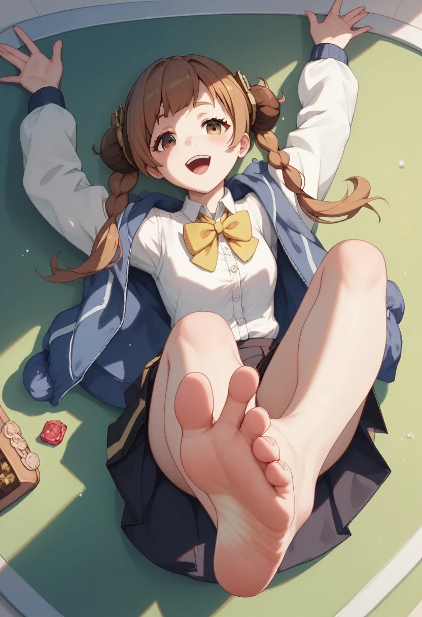 mami, foot focus, masterpiece, Highest quality, Very detailed, high school girl、Diving