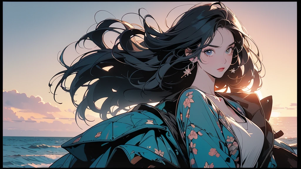 A floating painting、one girl、Artfully drawn、A loving presence、carefully drawn hair、attractive lips、small breasts、small breasts、a heavy robe、mysterious costume、Intricate abstract geometric background、highest quality、best image quality、masterpiece:1.3、portrait、８K、perfect lighting、professional photographer、