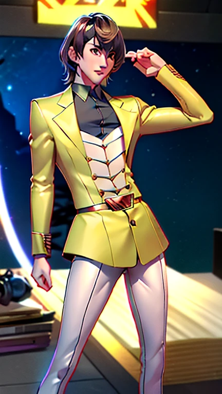 (  High-definition CG), ( best quality), (  High-definition CG), ( best quality),
Goro Akechi is a handsome and cool young man with a beautiful body   ,    Power Rangers Costume , Handsome and cool young man   ,  Sensual appearance,     crotch bulge  