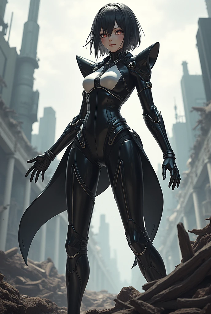 Masterpiece, best quality, Masterpiece, best quality, 1 woman , Black rabbit , ferry , conjunctivitis , sly face , indifferent face , naked , abdomen , big breasts , Long legs , hands on hips , abandoned factory , at night