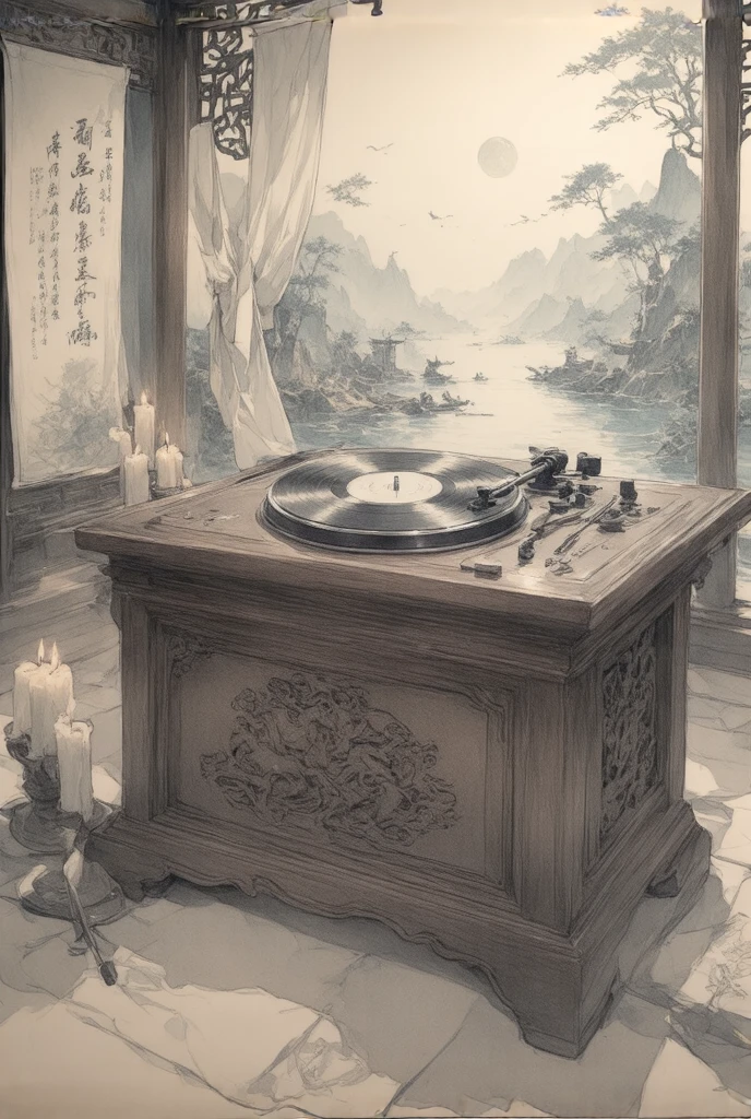 Vintage Record Player， Ancient China