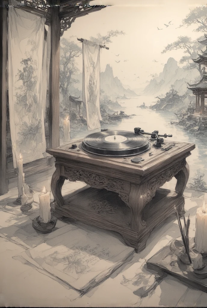 Vintage Record Player， Ancient China