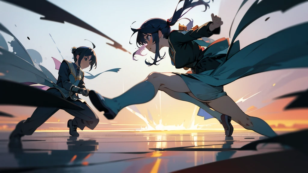 anime, anime style, depth of field, drop shadow, out of frame, social media composition, symmetry, pov, atmospheric perspective, perspective, UHD, masterpiece, accurate, anatomically correct, textured skin, super detail, high details, high quality, award winning, best quality, highres, 16k, girl, action, fighting scene