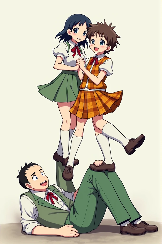 Cartoon image of a girl in diapers and a female teacher standing in front of a blackboard, by Naka Bokunen, yoshitomo nara and aya takano, rumiko, Fubuki, yuruyuri, by Yuki Ogura, by Rumiko Takahashi, Wearing a Japanese uniform, nichijou, wearing , Otomo