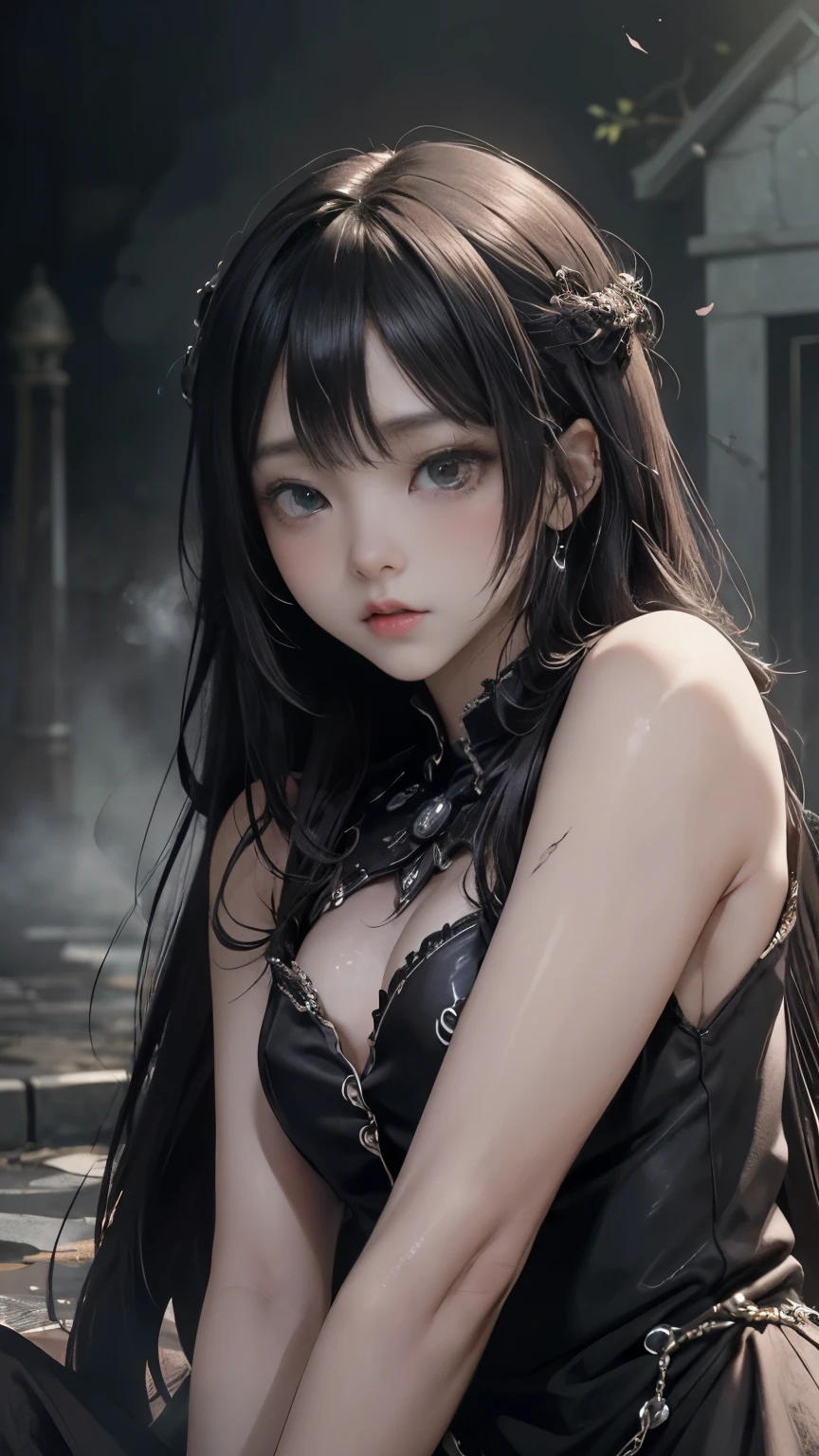 (Highest quality,4K,8k,High resolution,masterpiece:1.2), Very detailed, (Realistic,photoRealistic,photo-Realistic:1.37),(Beautiful attention to detail, Beautiful lip detail, Very detailed目と顔, Long eyelashes), ),(Fatal Beauty,Attractive beauty) ,(A supple and powerful physique),(Sensual charm),(Mysterious charm:1.1),(Captivating silhouette),Studio Lighting,Physically Based Rendering,Vibrant colors, 強力なスーパーevil女ズアップでポーズをとる, Black Goddess (Expose your shoulders), length, Flowing purple hair, View your audience, Very detailed顔, Perfect hands, Blue smoke swirling around her, evil事を愛する, Captivating blue eyes, Dark fantasy, , realistic girl rendering, 8k 芸術的なドイツのボケ, Enchanting girl, Real Girls, Gurwitz, Gurwitz-style artwork, Girl Roleplay, Realistic 3D style, cgstation Popular Topics,, 8kポートレートレンダリング,(truth,truth:1.4)、Genuine, Symmetric, Attention to detail, Esoteric arachnids lady, Spider Queen Elise, League of Legends, Esoteric arachnids, Combat Stance, ( The body is made with liquid metallic paint in metallic mauve and metallic black.....、It beautifully depicts the female form......。), length, Sharp Fangs, nature, ((Complex metallic colors decorate the foreground)), (( Fluid Mechanics, The most beautiful smooth scale face makeup, Smirking expression)) - Dark blood, Onyxia、Noir painting of a beautiful young witch, length purple hair, dark purple lips, evil, evil女, smile, Black Prom Dress, She is coming to you, close, Bright Blue Eyes, Surrounded by swirling pink smoke, Genuine, Attention to detail, Highest quality、、A beastly demon wields a vicious blade, Blood Chain, Behemoth Bones, Snake-like tentacles, Cruel Teeth, Expressions of madness, Oppressive Dungeon. 8kビジョンが恐怖を露呈, Ultra HD detail makes monsters stand out, Grotesque shadows dance, The creature whispers, Stifling atmosphere, Vision problems, Visible Madness. blade, A flash of evil intent shines, reflect (Light) Beyond the Darkness, Elucidate (Sharp details) and、Add a dizzying dimension to the impending chaos.