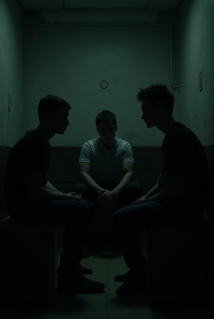 20 year old man, in an abandoned building, performing a ritual for the devil, dark and scary