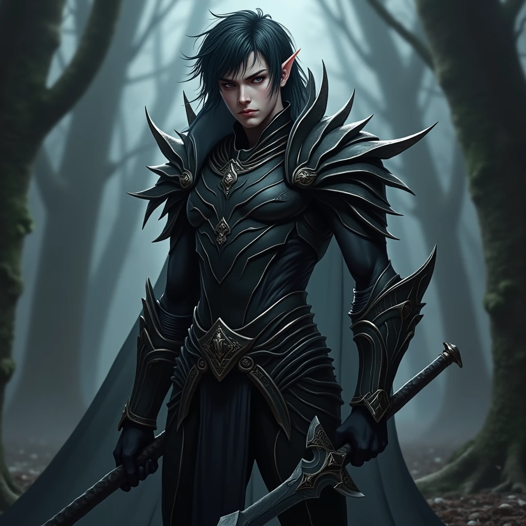 Holding the sword with both hands