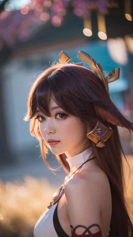 best quality, masterpiece, highres, 1girl,,yae miko from genshin impact cosplay,hair ornament,necklace, jewelry,Beautiful face,upon_body, tyndall effect,photorealistic, dark studio, rim lighting, two tone lighting,(high detailed skin:1.2), 8k uhd, dslr, soft lighting, high quality, volumetric lighting, candid, Photograph, high resolution, 4k, 8k, Bokeh, outdoor background