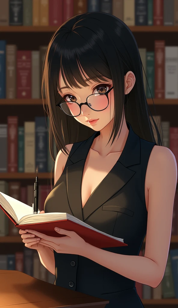 A beautiful woman, (( librarian))