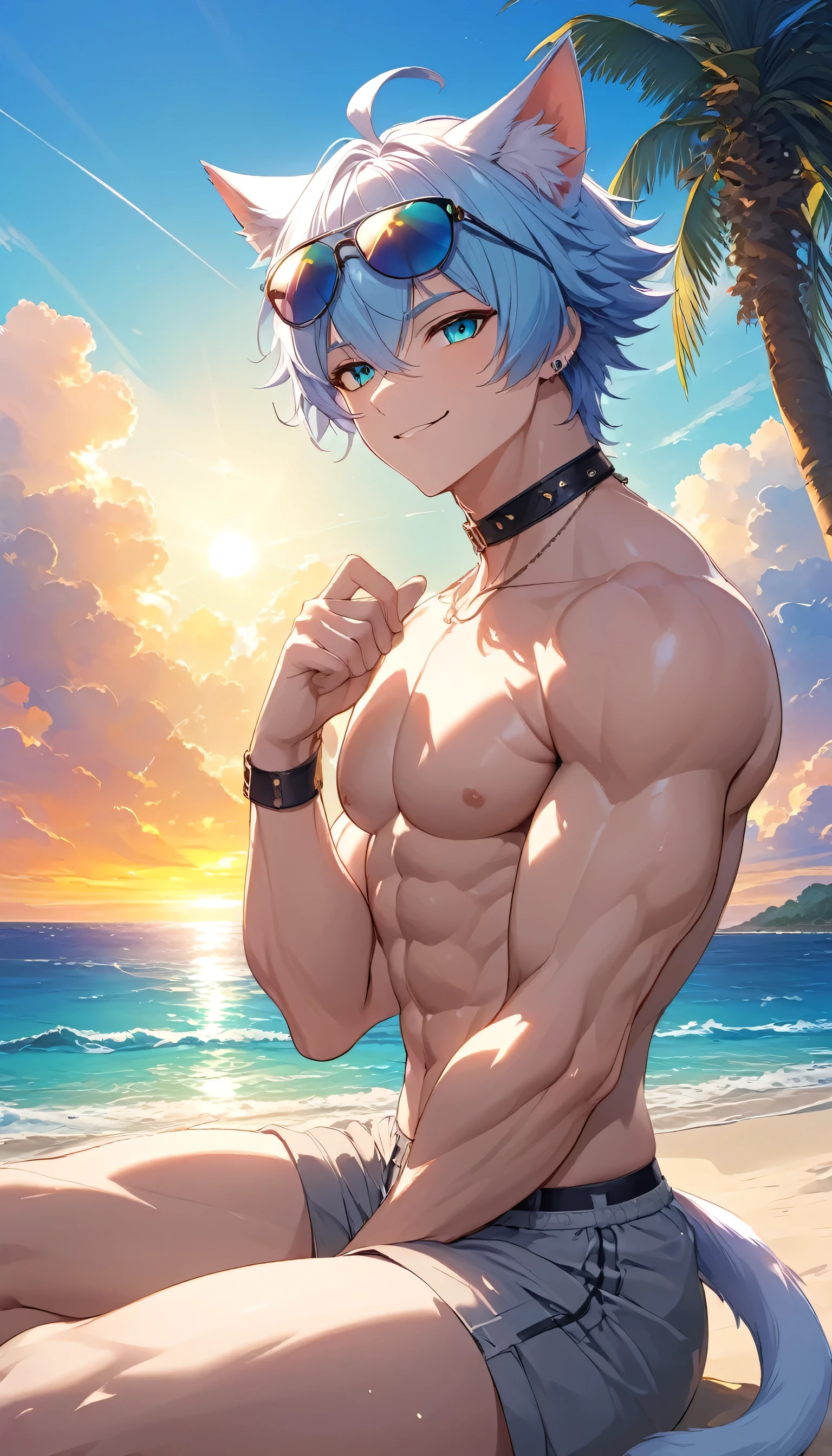 Generate a sexy  hot boy show he's full body without a dress up  in anime as picture