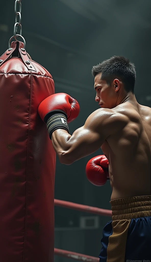 Sweaty young boxer