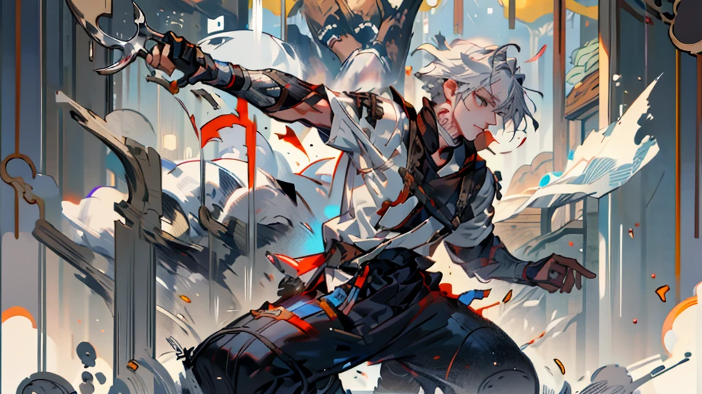 samurai, Silver Hair,warrior,Swordsman,Draw the sword,Draw your sword,Iaido,whole body, High Quality , masterpiece,Cat ears,Cat ears