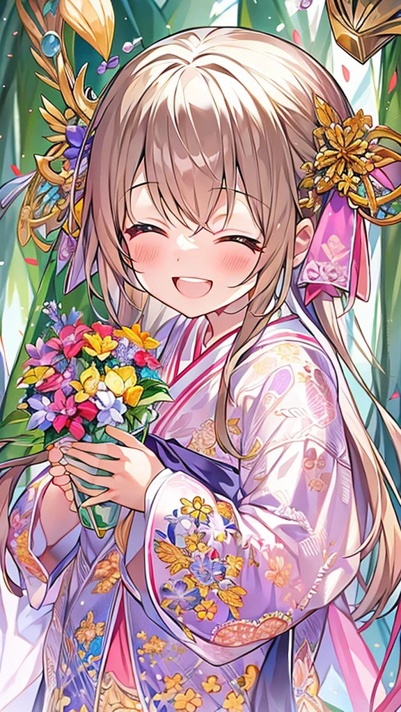 Anime girl in a pink dress posing in a garden with flowers, loli in dress, small curvy loli, a sexy maid in a magical forest, Lori, Cute anime waifu in a nice dress, frilld, fluffy chest, maid dress, pixiv 3dcg, anime girls in maid costumes, anime highly detailed, oppai