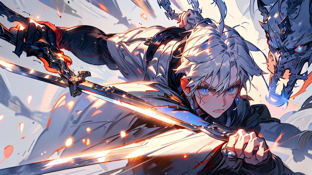 samurai, Silver Hair,warrior,Swordsman,Draw the sword,Draw your sword,Iaido,whole body, High Quality , masterpiece,Cat ears,Cat ears,Sparkling blue eyes,Holding a sword